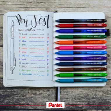 Pentel zselés rollertoll nyomógombos EnerGelX 0,7 mm - piros